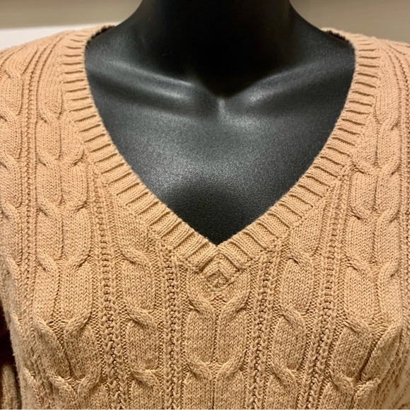 St John’s Bay soft cable knit tan sweater, size Large - Picture 3 of 5